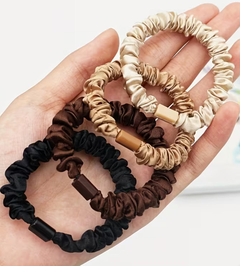 Set of 4 Satin Elastic Hair Scrunchies