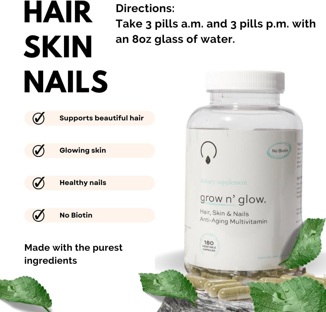 Grow N Glow Hair Skin Nails Anti Aging Multivitamins SKIN CARE OrganiGrowHairCo