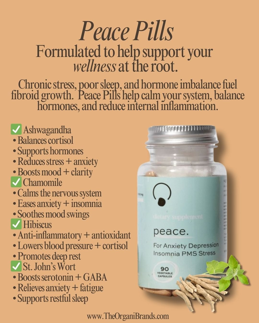 Peace Pills (For Anxiety Insomnia PMS Depression) OrganiGoLife