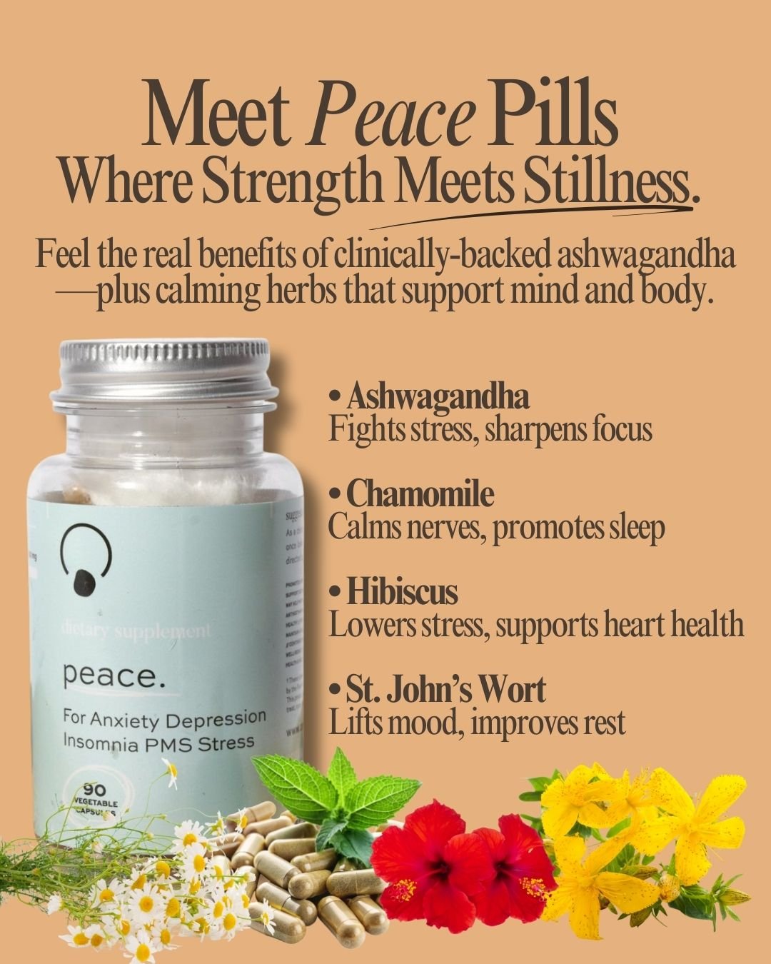 Peace Pills (For Anxiety Insomnia PMS Depression) OrganiGoLife