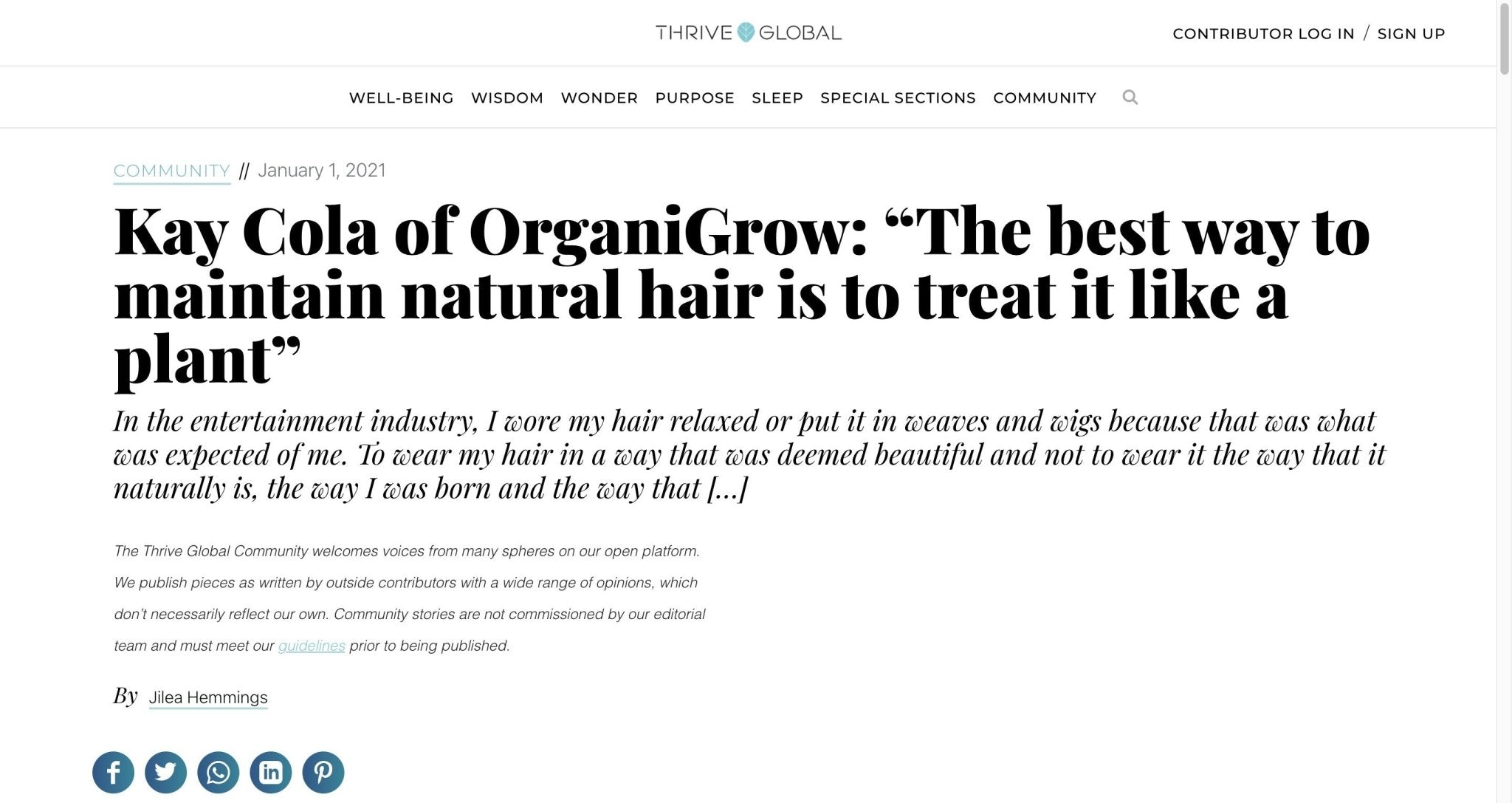 Thrive Global - OrganiGrowHairCo