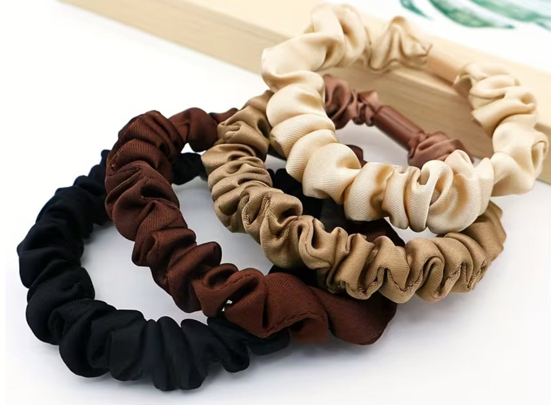 Set of 4 Satin Elastic Hair Scrunchies