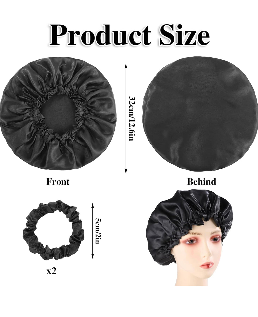 Satin Bonnet ACCESSORIES OrganiGrowHairCo Black &amp; White