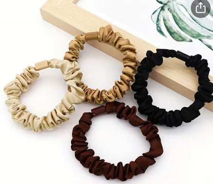 Set of 4 Satin Elastic Hair Scrunchies