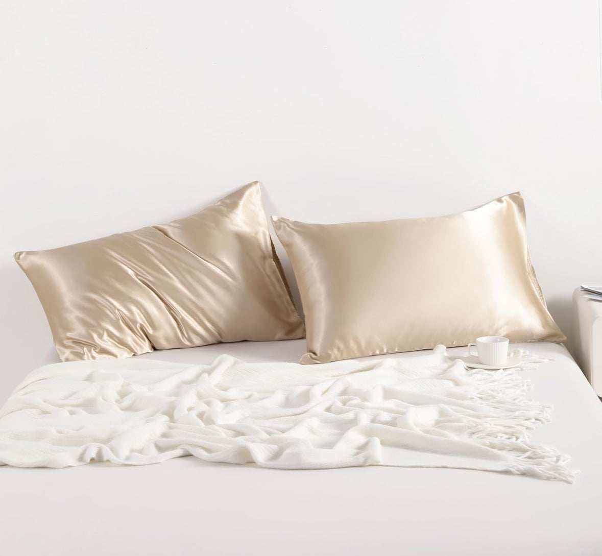 Satin Pillow Case PILLOWCASE OrganiGrowHair Co Nude 2 Pack