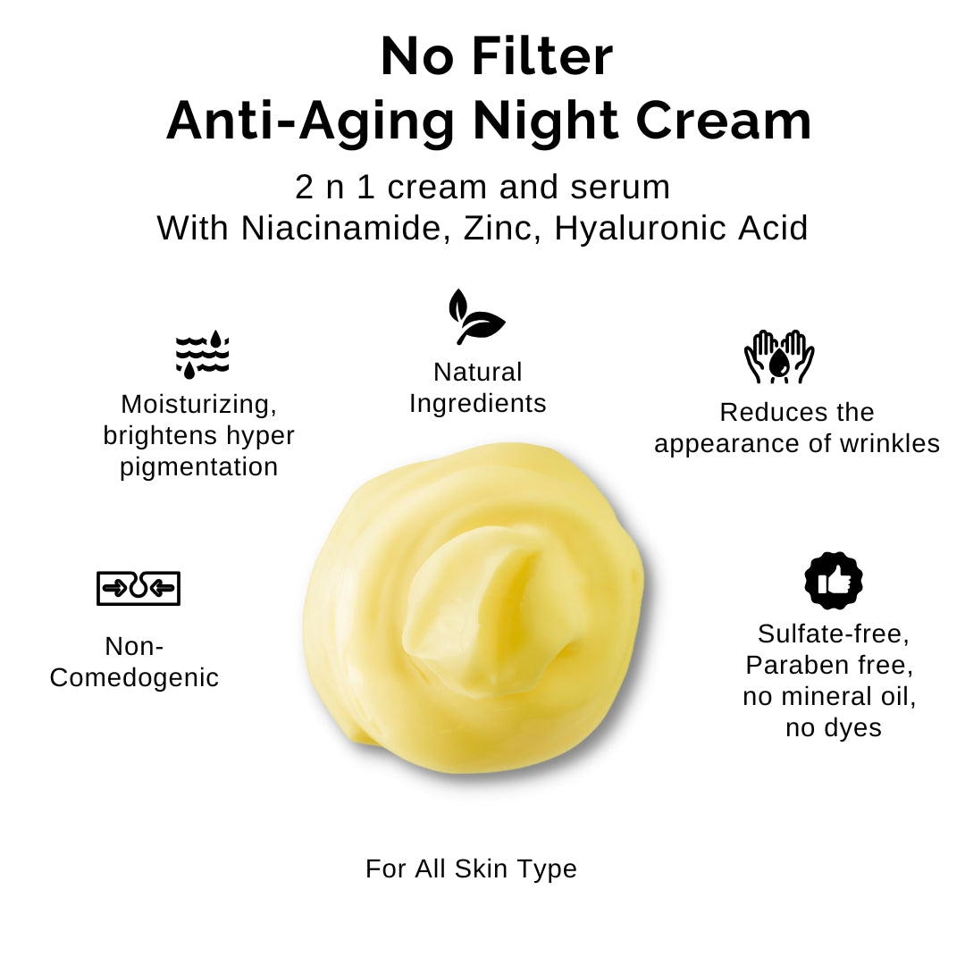Vegan, non-toxic night cream and serum for plump, youthful, and glowing skin.